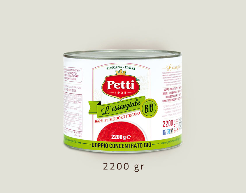 "L'Essenziale Bio" - Petti organic double concetrated tomatoes: 2,2 kg pack