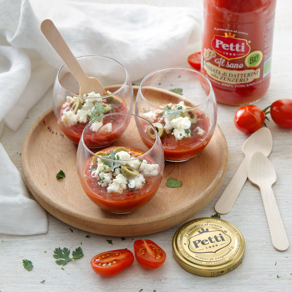 Tomato, Feta, Olive and Coriander in Glass | Petti Tomato - Petti Recipes